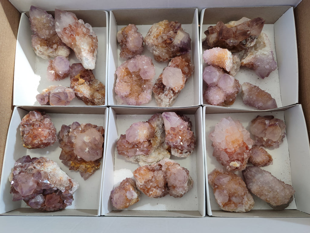 Natural Cactus Flower and Sunburst Amethyst Spirit Quartz Clusters x 26 From South Africa - Toprock Gemstones and Minerals 