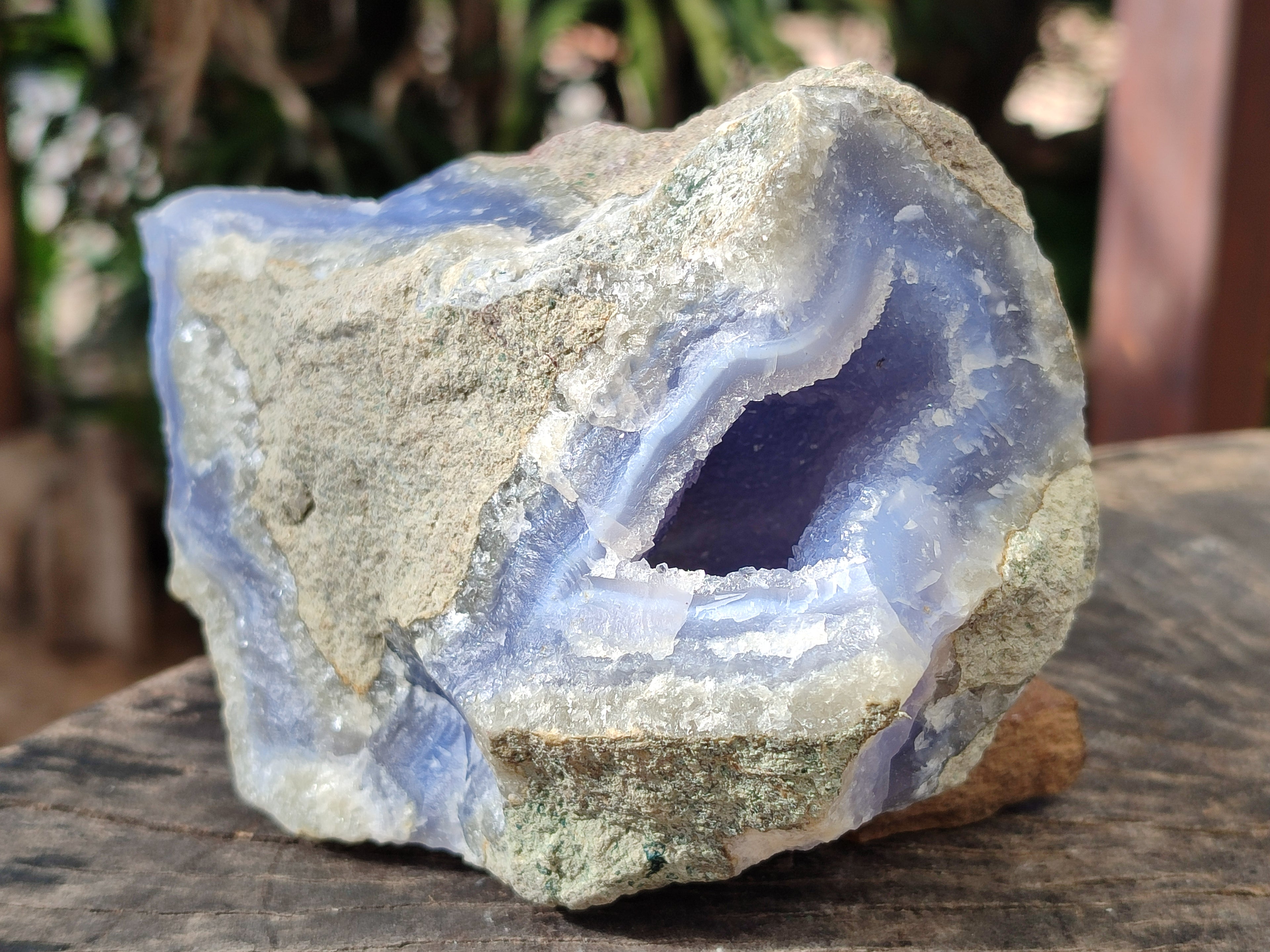 Natural Blue Lace Agate Geodes x 3 From Nsanje, Malawi - Toprock Gemstones and Minerals 