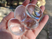 Polished Clear Quartz Crystal Palm Stones x 20 From Madagascar
