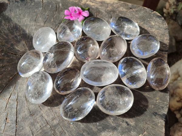 Polished Clear Quartz Crystal Palm Stones x 20 From Madagascar