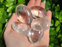 Polished Clear Quartz Crystal Palm Stones x 20 From Madagascar