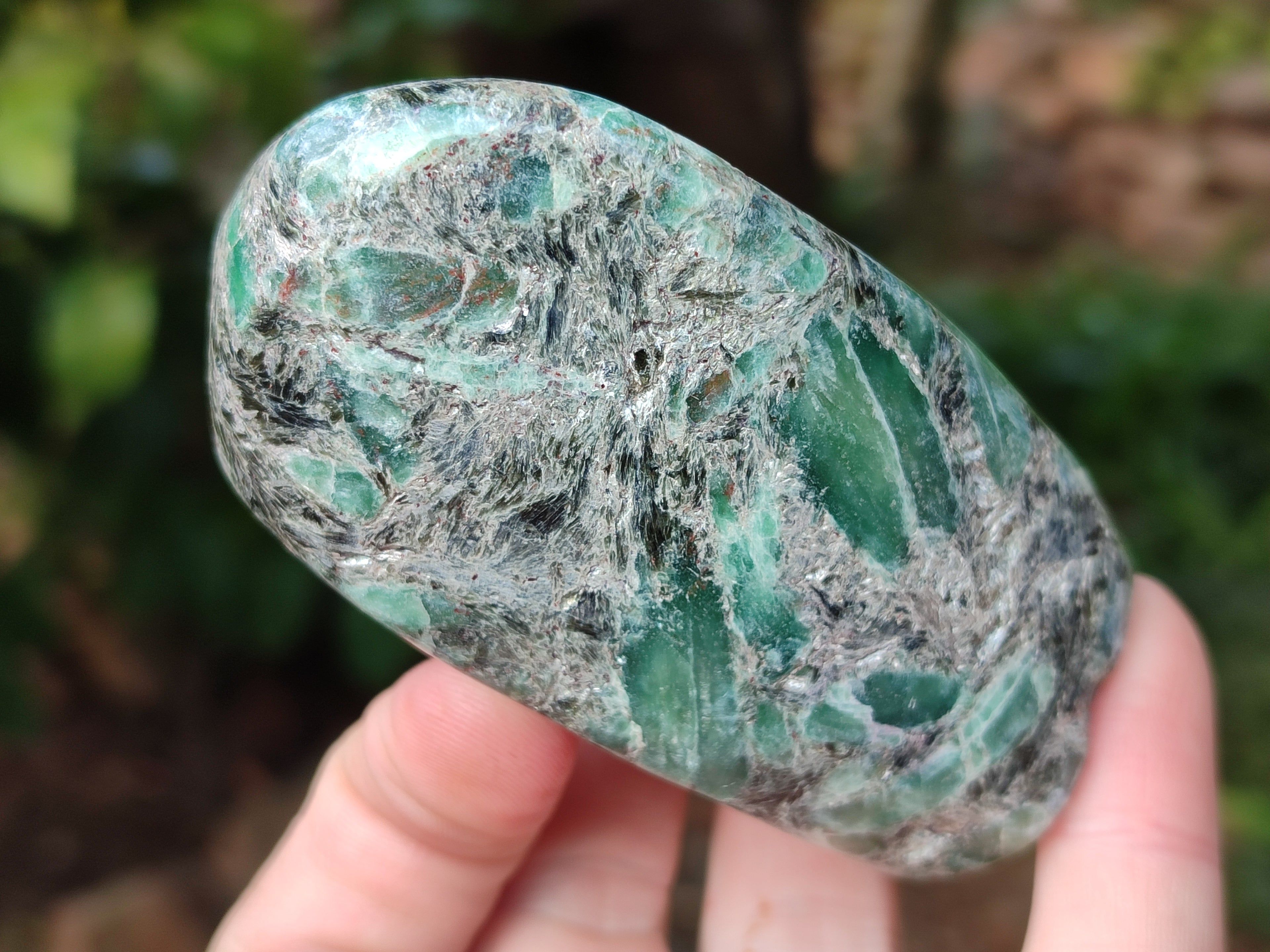 Polished Emerald Mica In Matrix Standing Free Forms x 4 From Mutoko, Zimbabwe - Toprock Gemstones and Minerals 