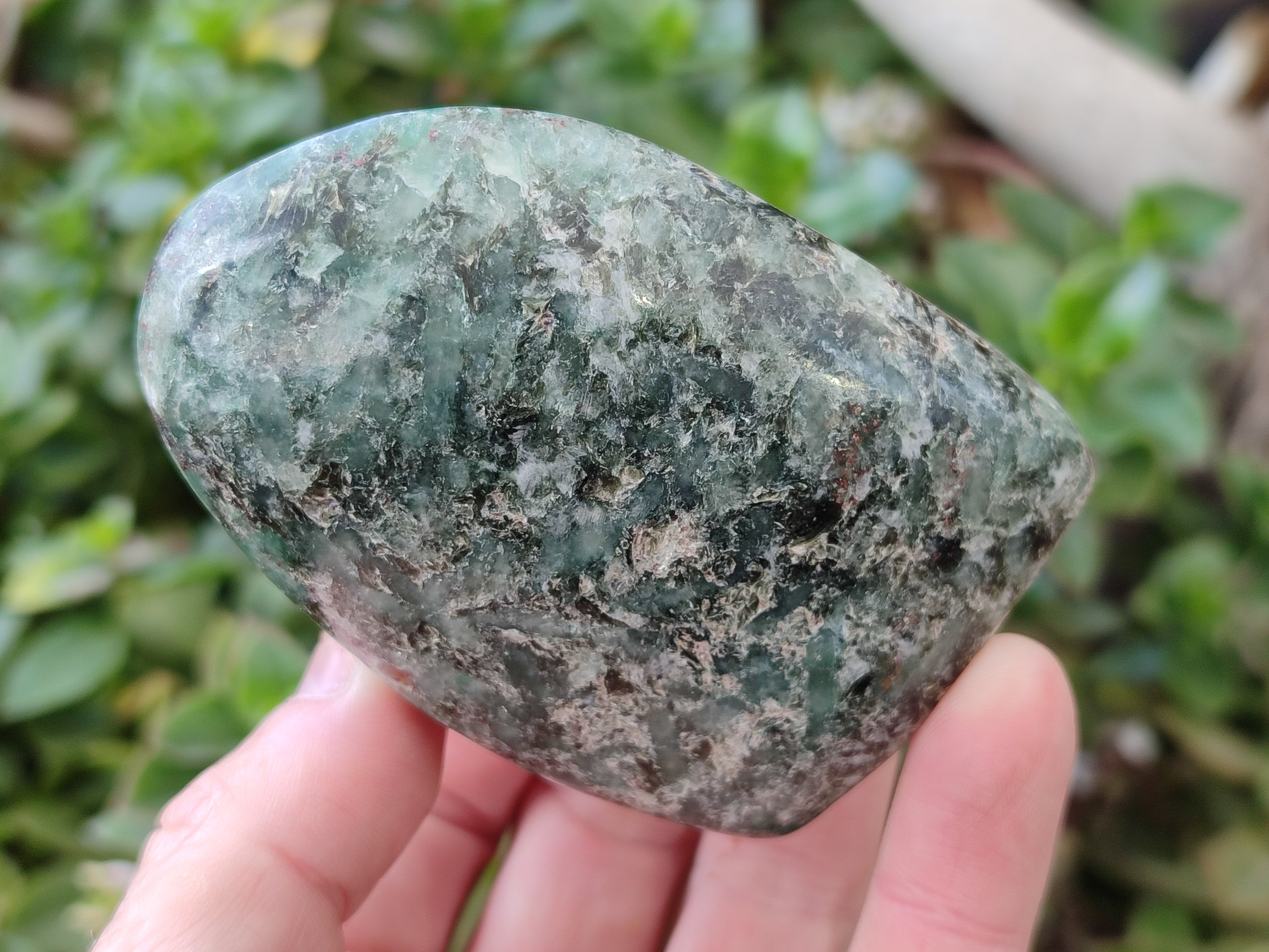 Polished Emerald Mica In Matrix Standing Free Forms x 4 From Mutoko, Zimbabwe - Toprock Gemstones and Minerals 