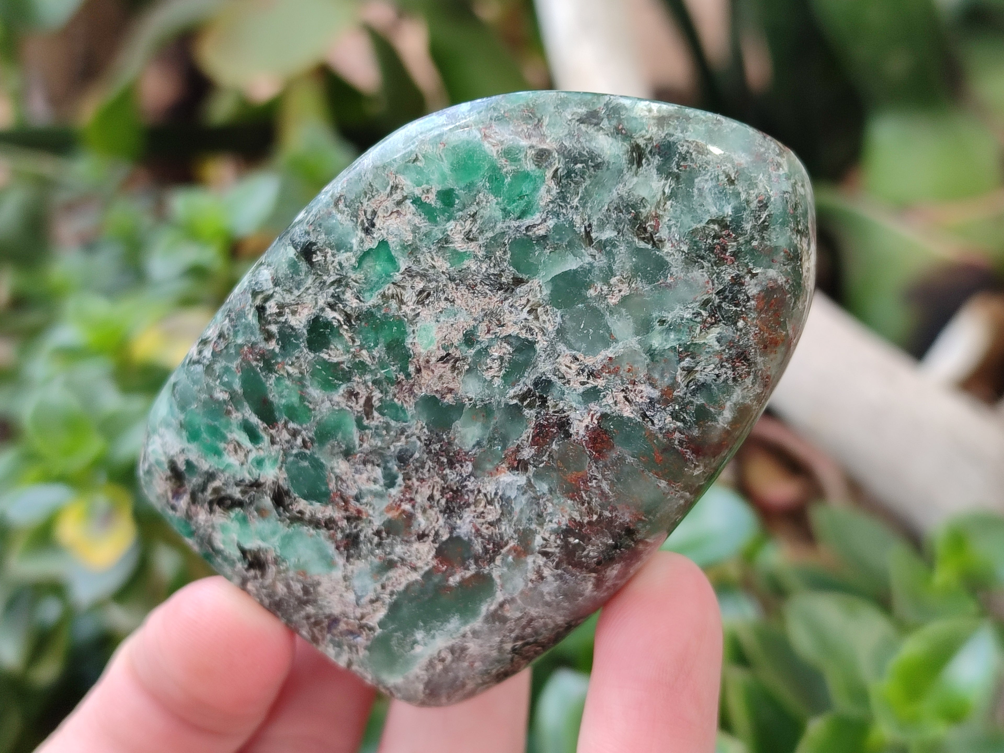 Polished Emerald Mica In Matrix Standing Free Forms x 4 From Mutoko, Zimbabwe - Toprock Gemstones and Minerals 