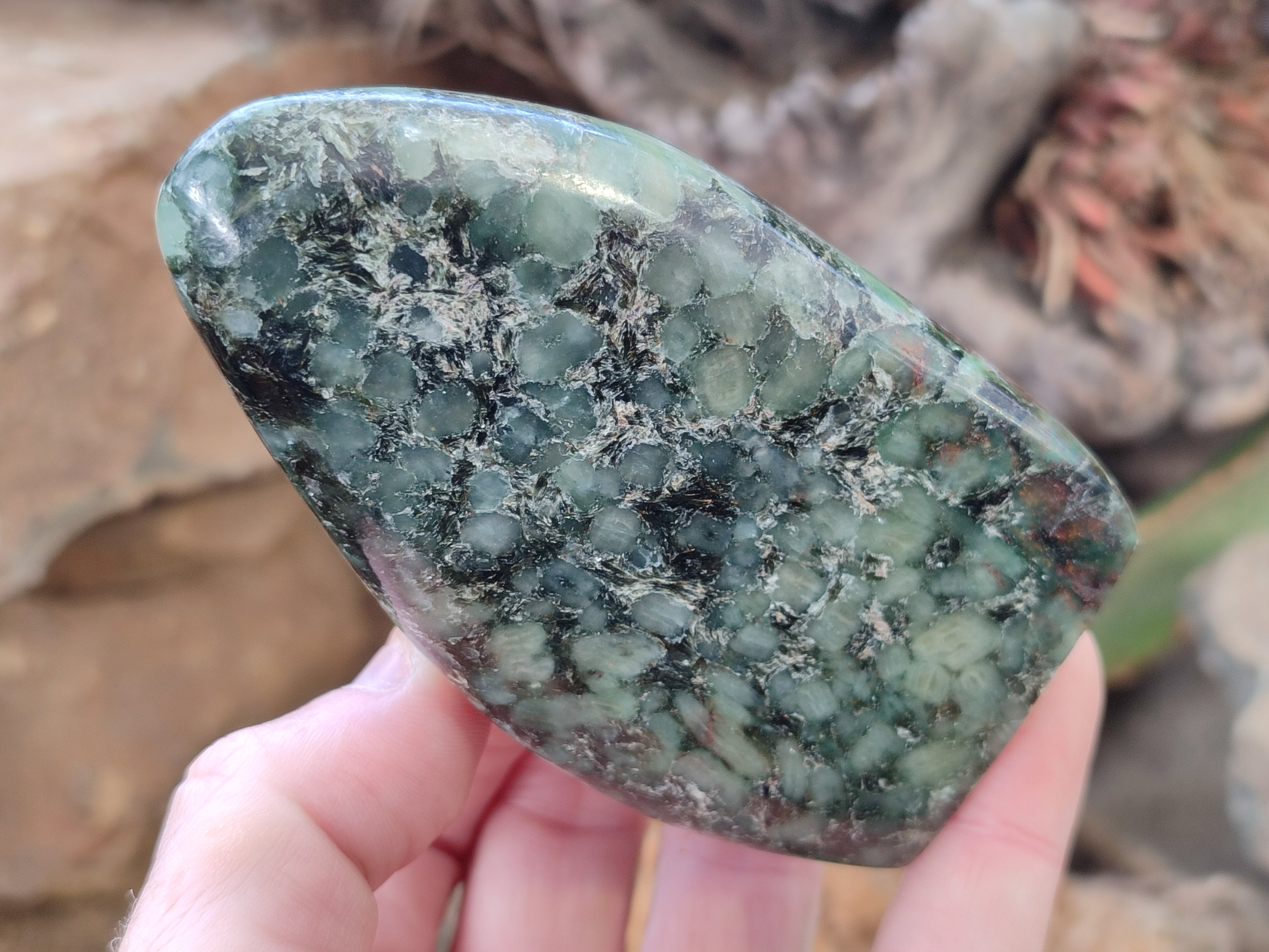 Polished Emerald Mica In Matrix Standing Free Forms x 4 From Mutoko, Zimbabwe - Toprock Gemstones and Minerals 