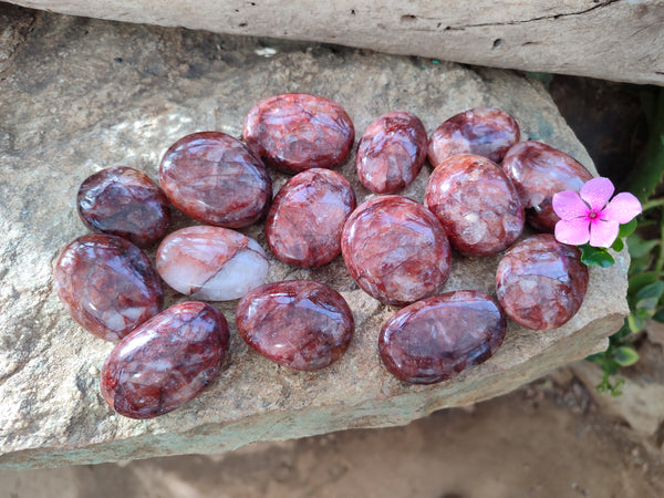 Polished Red Hematoid Quartz Palm Stones x 20 From Ambatondrazaka, Madagascar - Toprock Gemstones and Minerals 