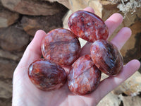 Polished Red Hematoid Quartz Palm Stones x 20 From Ambatondrazaka, Madagascar