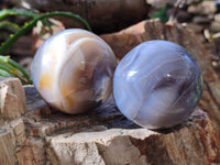 Polished Banded Agate Spheres x 4 From Madagascar