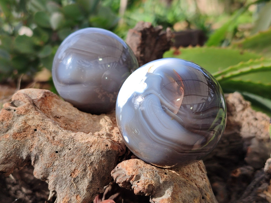 Polished Banded Agate Spheres x 4 From Madagascar - Toprock Gemstones and Minerals 