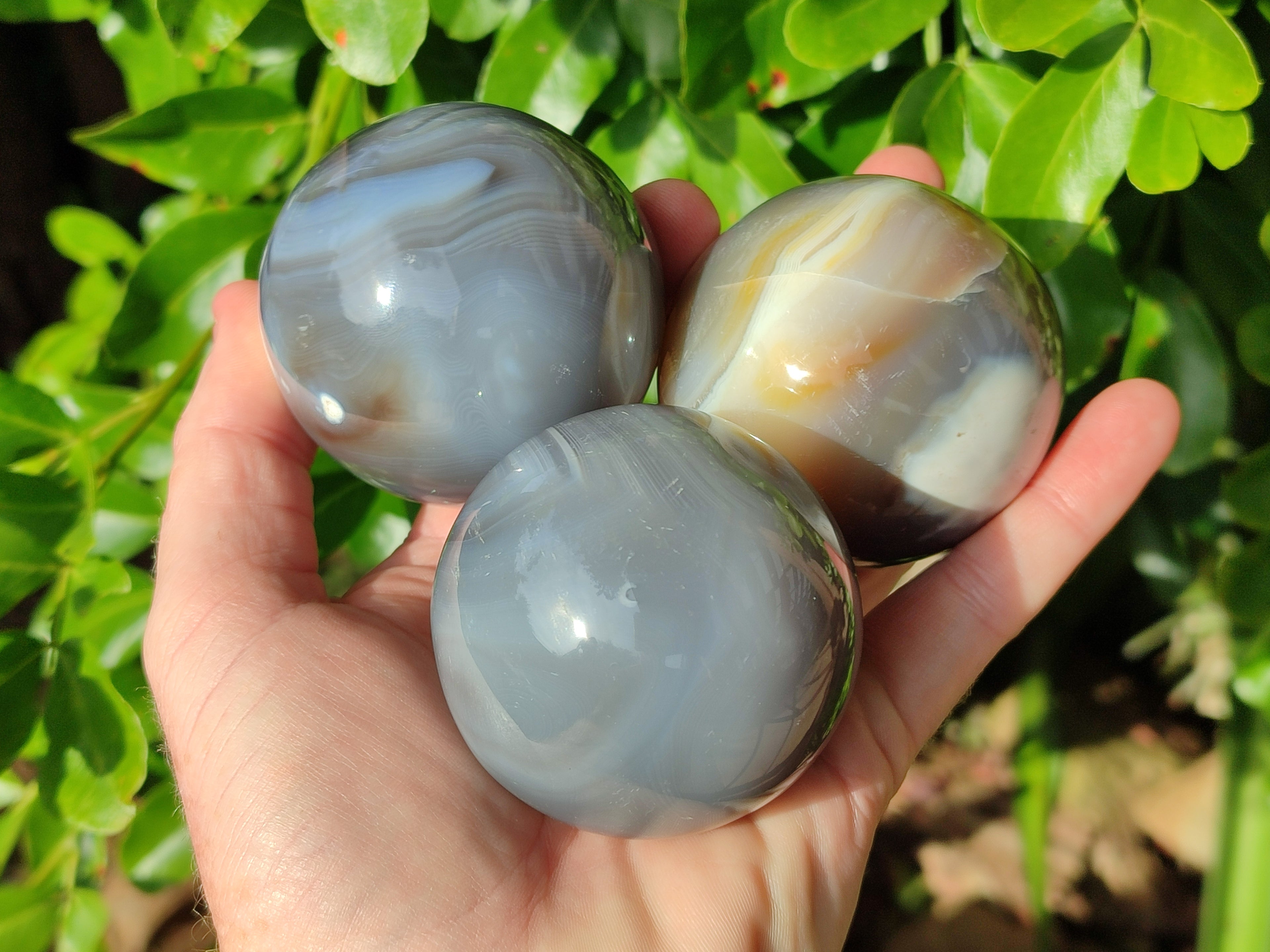 Polished Banded Agate Spheres x 4 From Madagascar - Toprock Gemstones and Minerals 