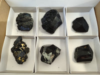 Natural Schorl Black Tourmaline with Hyalite Opal and one with Aquamarine Beryl x 6 From Erongo, Namibia