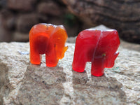 Polished Carnelian Agate Elephant Fridge Magnets - Sold per Set of 10 - From China