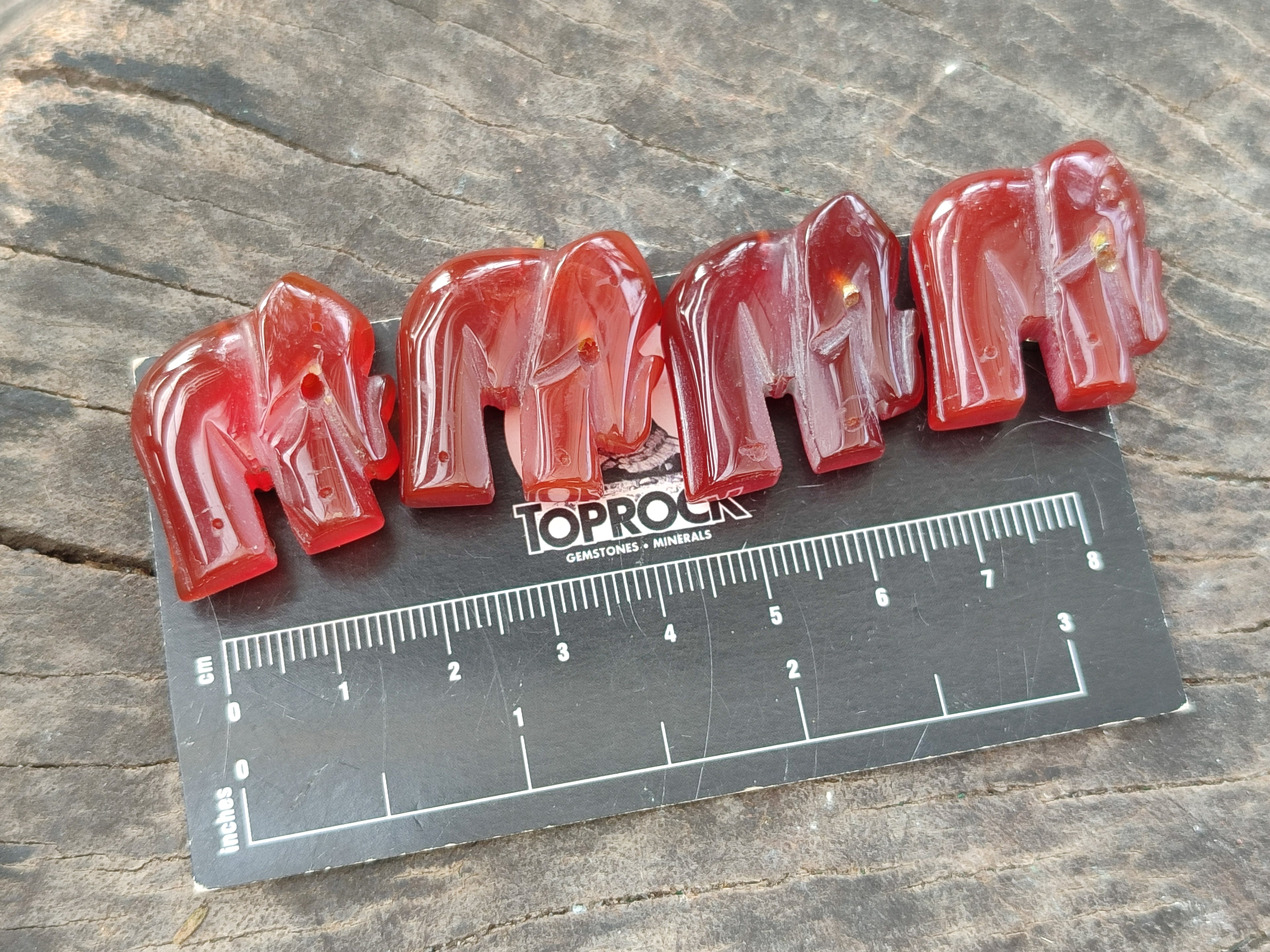 Polished Carnelian Agate Elephant Fridge Magnets - Sold per Set of 10 - From China - Toprock Gemstones and Minerals 