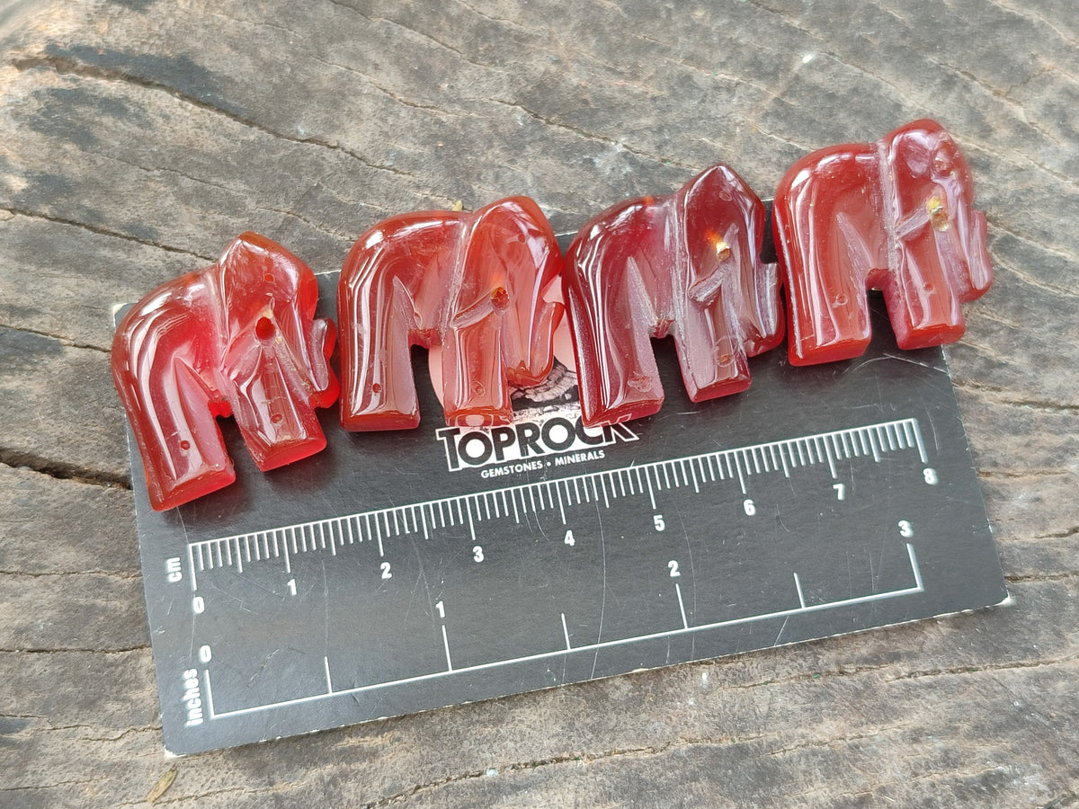 Polished Carnelian Agate Elephant Fridge Magnets - Sold per Set of 10 - From China - Toprock Gemstones and Minerals 