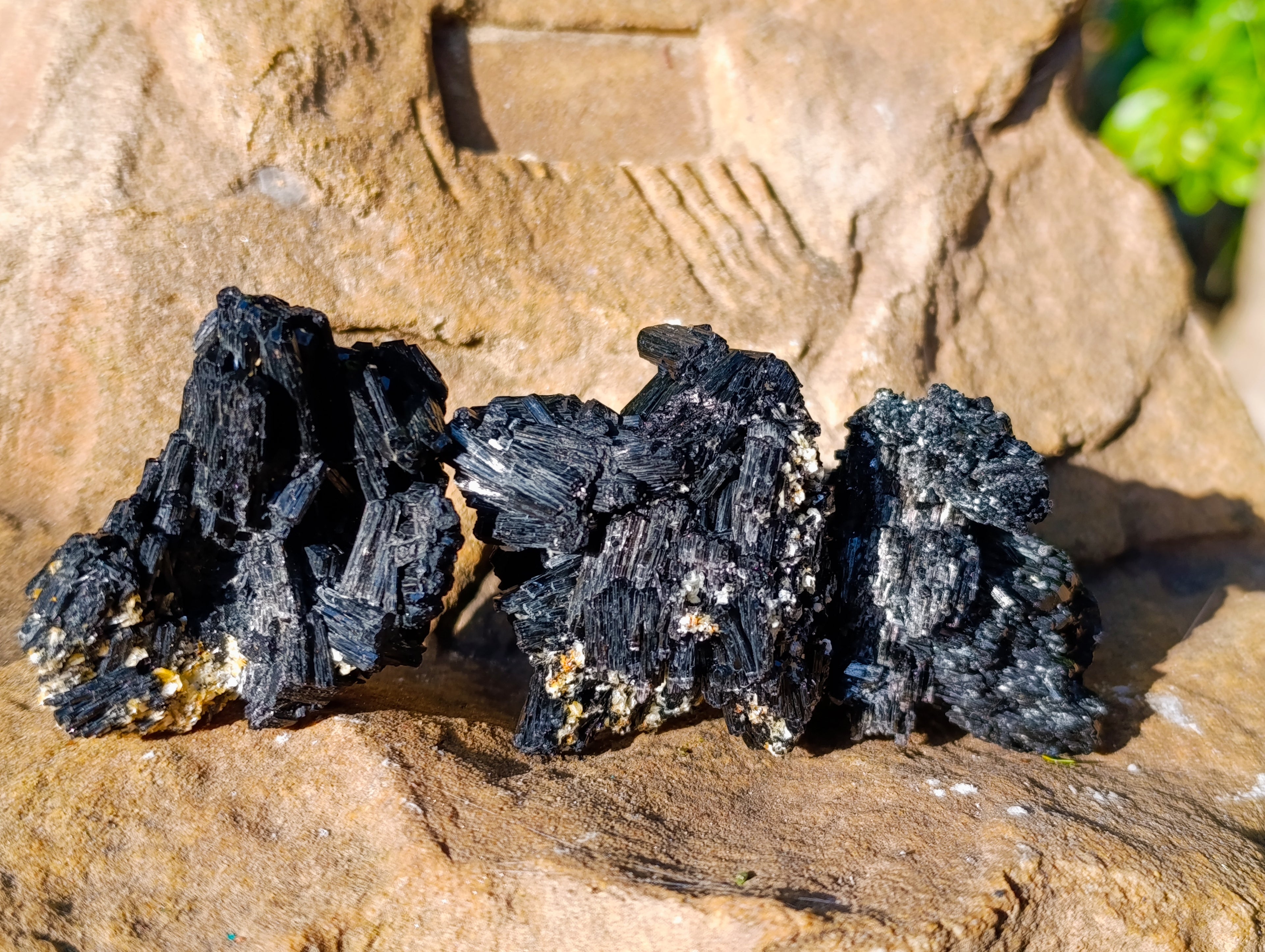 Natural Schorl Black Tourmaline with Hyalite Opal x 20 From Erongo, Namibia - Toprock Gemstones and Minerals 