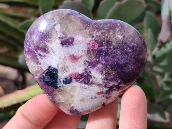 Polished Lepidolite with Pink Rubellite Hearts x 6 From Ambatondrazaka, Madagascar