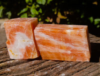 Natural Sunset Orange Calcite Specimens x 6 From Spitzkop, Namibia
