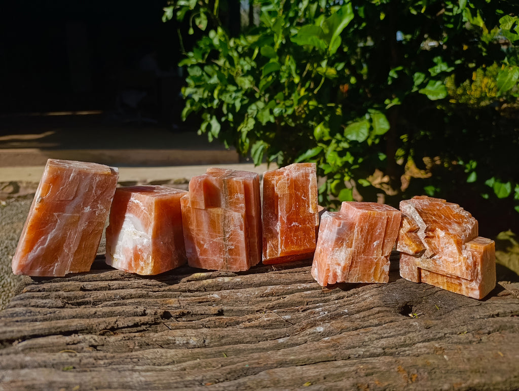 Natural Sunset Orange Calcite Specimens x 6 From Spitzkop, Namibia - Toprock Gemstones and Minerals 