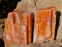 Natural Sunset Orange Calcite Specimens x 6 From Spitzkop, Namibia