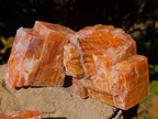 Natural Sunset Orange Calcite Specimens x 6 From Spitzkop, Namibia - Toprock Gemstones and Minerals 