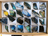 Polished On One Side Labradorite Plates x 24 From Tulear, Madagascar - Toprock Gemstones and Minerals 
