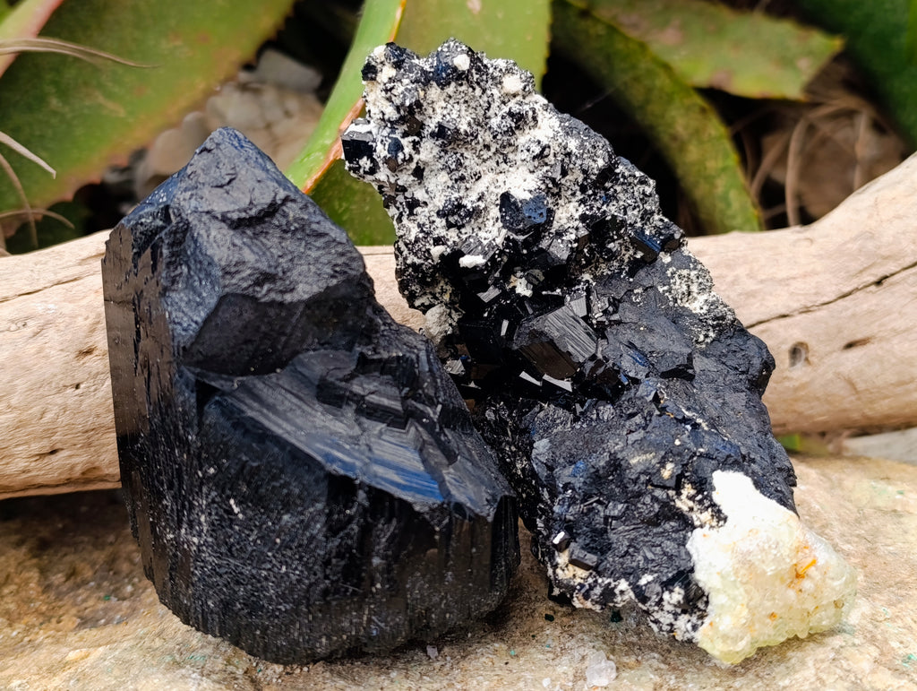 Natural Schorl Black Tourmaline Specimens x 2 From Erongo, Namibia - Toprock Gemstones and Minerals 