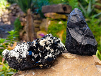 Natural Schorl Black Tourmaline Specimens x 2 From Erongo, Namibia - Toprock Gemstones and Minerals 