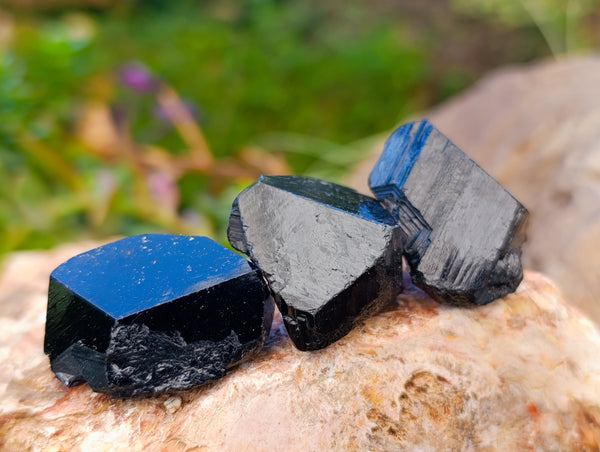 Natural Schorl Black Tourmaline with Hyalite Opal x 20 From Erongo, Namibia