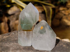 Polished Phantom Chlorite Moss Quartz Crystal Points x 6 From Madagascar - Toprock Gemstones and Minerals 