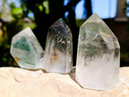 Polished Phantom Chlorite Moss Quartz Crystal Points x 6 From Madagascar - Toprock Gemstones and Minerals 