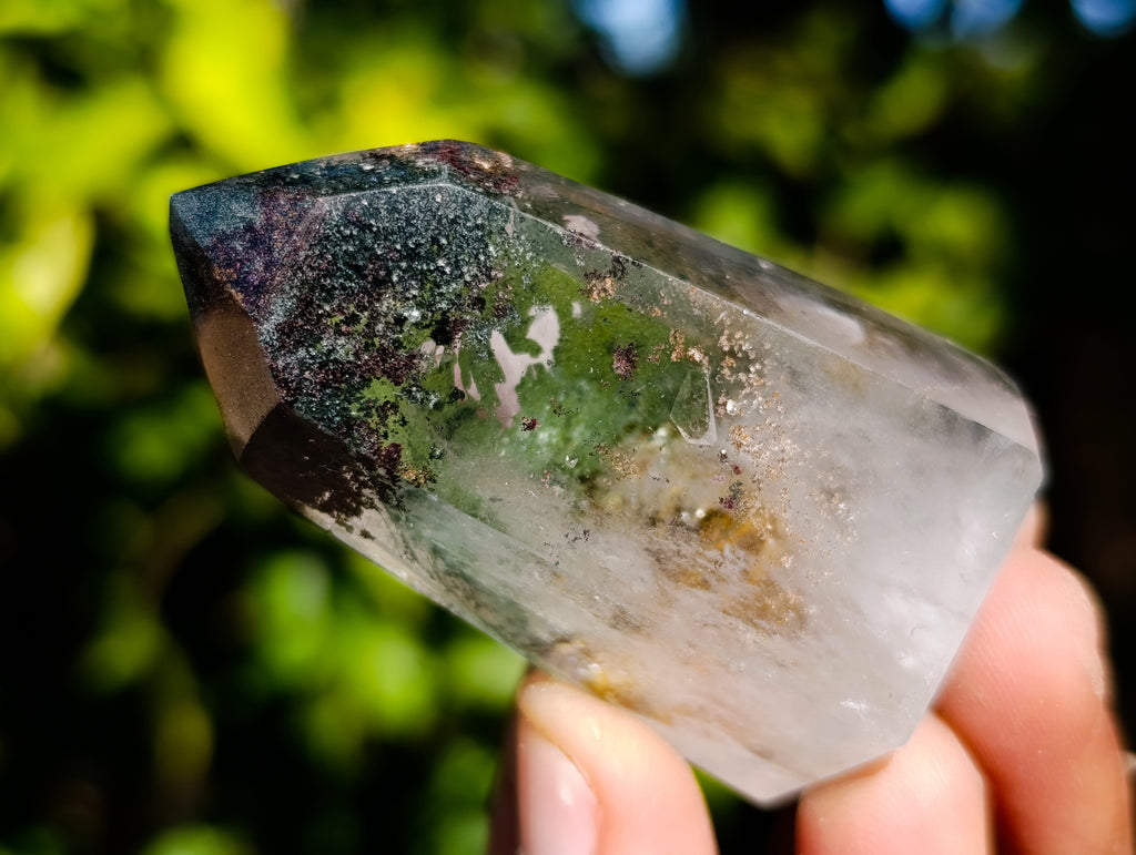 Polished Phantom Chlorite Moss Quartz Crystal Points x 6 From Madagascar - Toprock Gemstones and Minerals 