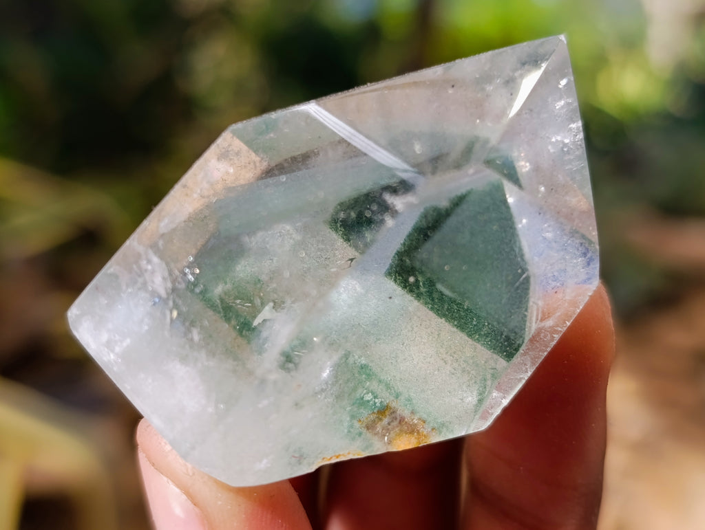 Polished Phantom Chlorite Moss Quartz Crystal Points x 6 From Madagascar - Toprock Gemstones and Minerals 