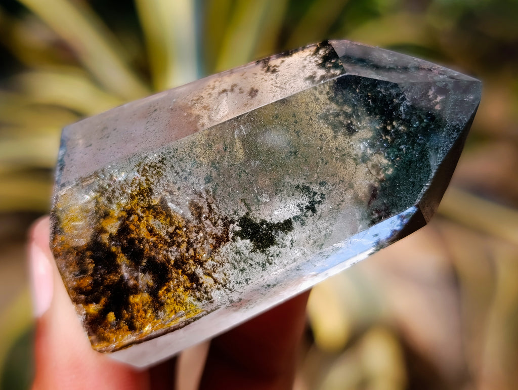Polished Phantom Chlorite Moss Quartz Crystal Points x 6 From Madagascar - Toprock Gemstones and Minerals 