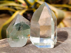 Polished Phantom Chlorite Moss Quartz Crystal Points x 6 From Madagascar - Toprock Gemstones and Minerals 