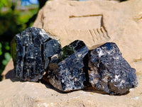 Natural Schorl Black Tourmaline with Hyalite Opal x 12 From Erongo, Namibia