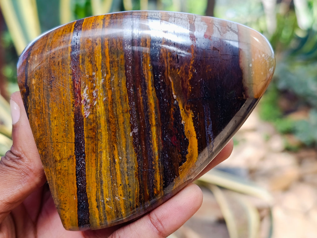 Polished Banded Tiger Iron with Tigers Eye Standing Free Forms x 2 From South Africa - Toprock Gemstones and Minerals 
