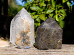 Polished Tourmalinated Quartz Crystals x 2 From Madagascar - Toprock Gemstones and Minerals 