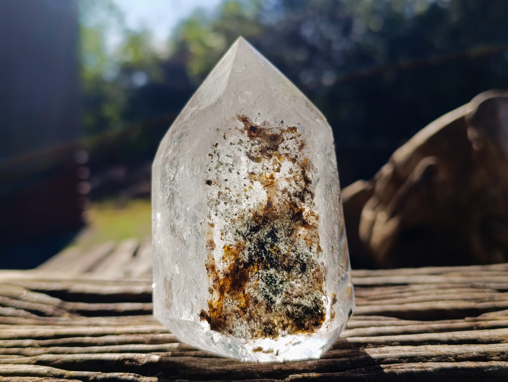 Polished Tourmalinated Quartz Crystals x 2 From Madagascar - Toprock Gemstones and Minerals 