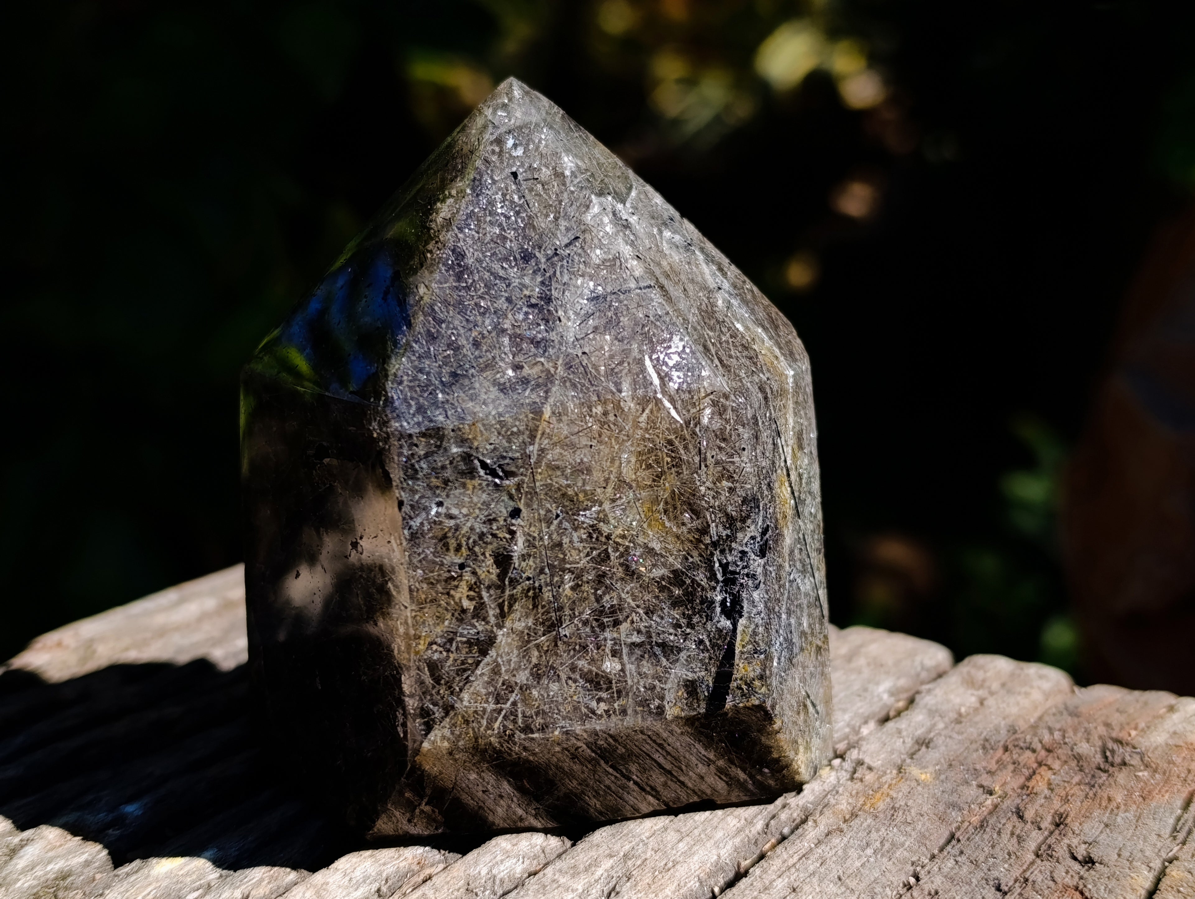 Polished Tourmalinated Quartz Crystals x 2 From Madagascar - Toprock Gemstones and Minerals 