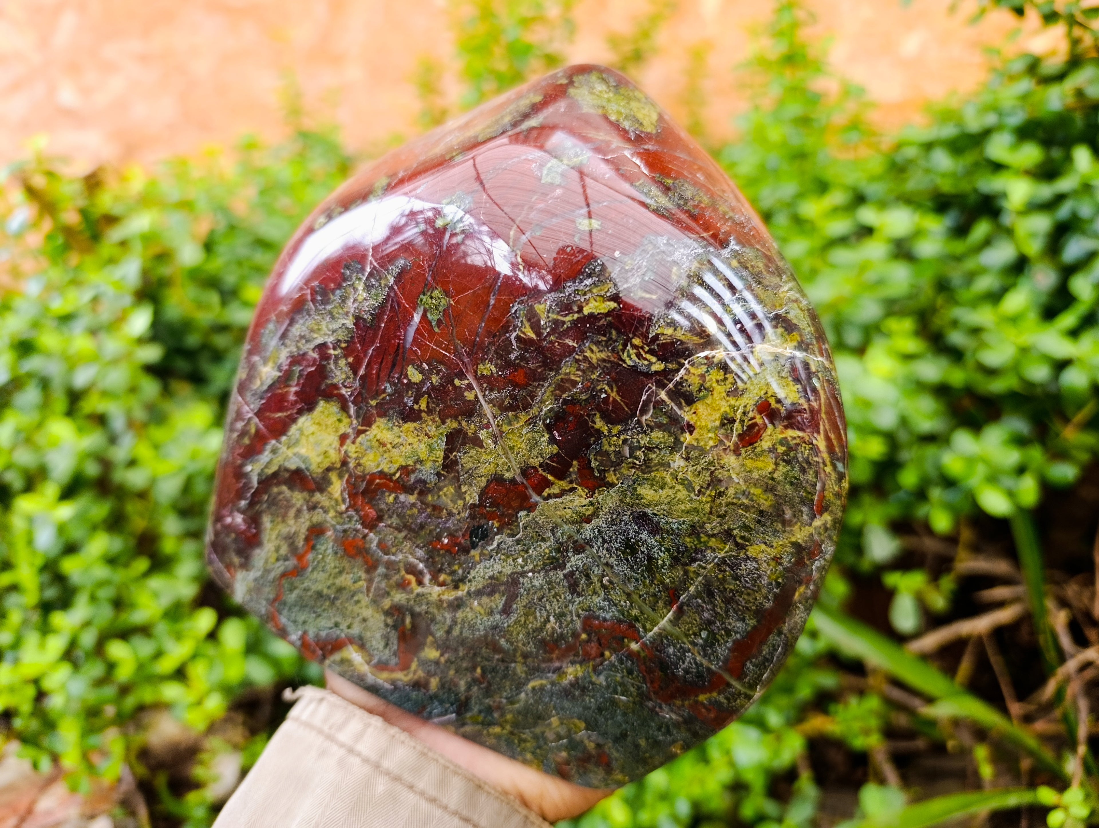 Polished Bastite Dragons Blood Stone Standing Free Form x 1 From Tshipise, South Africa - Toprock Gemstones and Minerals 