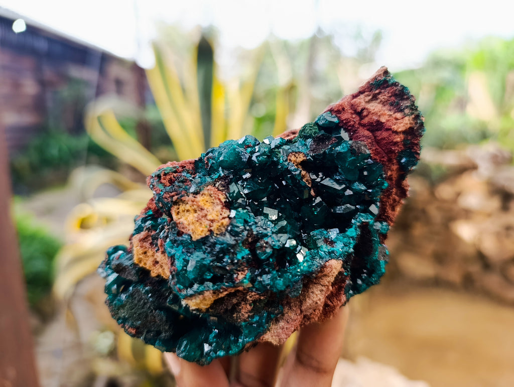 Natural Dioptase On Dolomite with Malachite Specimens x 2 From Likasi, Congo - Toprock Gemstones and Minerals 