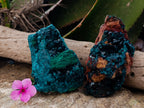 Natural Dioptase On Dolomite with Malachite Specimens x 2 From Likasi, Congo - Toprock Gemstones and Minerals 