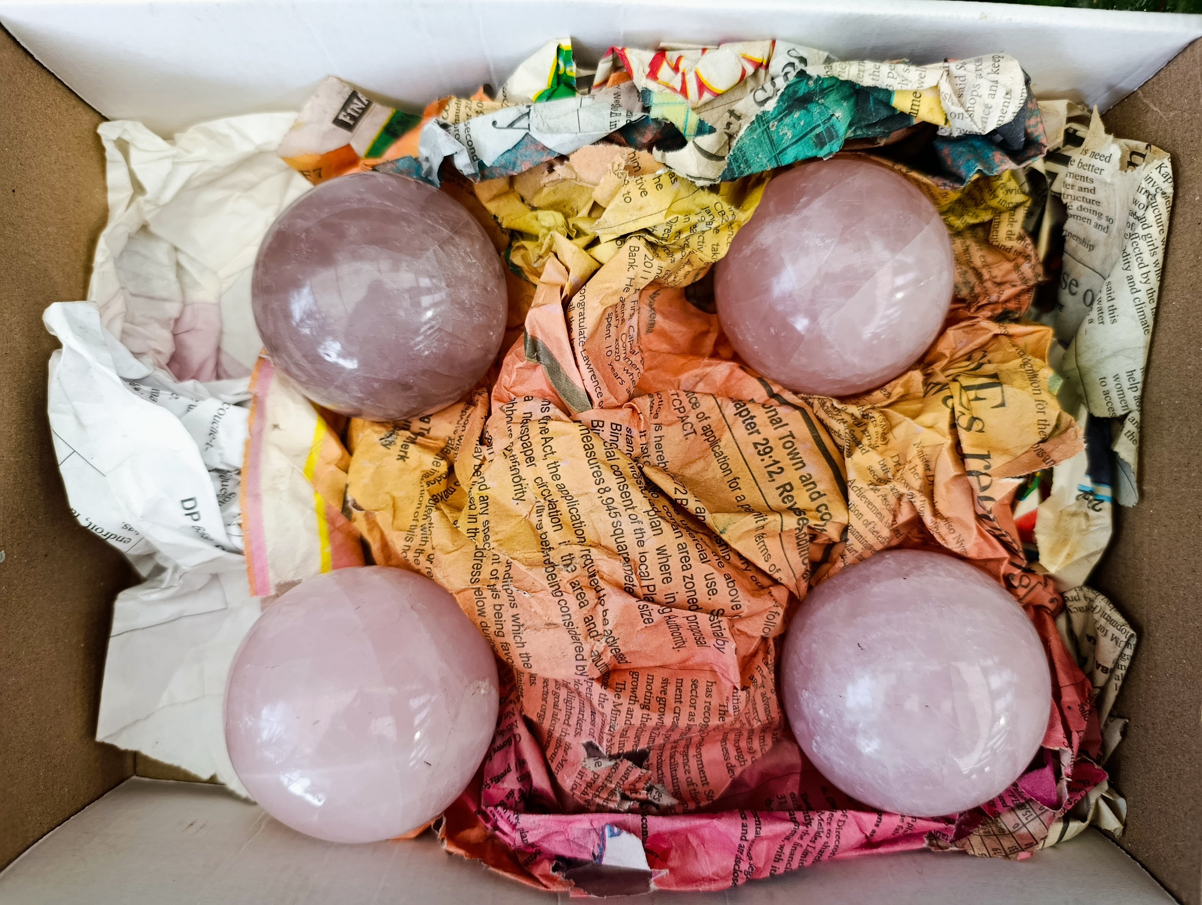 Polished Star Rose Quartz Spheres x 4 From Ambatondrazaka, Madagascar - Toprock Gemstones and Minerals 