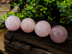 Polished Star Rose Quartz Spheres x 4 From Ambatondrazaka, Madagascar - Toprock Gemstones and Minerals 