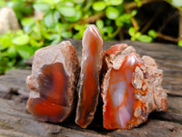 Polished On One Side Red Sashe River Agate Nodules x 24 From Zimbabwe