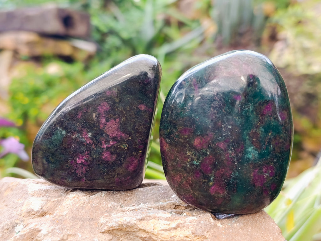 Polished Ruby Corundum In Chrome Verdite Free Forms x 4 From Zimbabwe - Toprock Gemstones and Minerals 