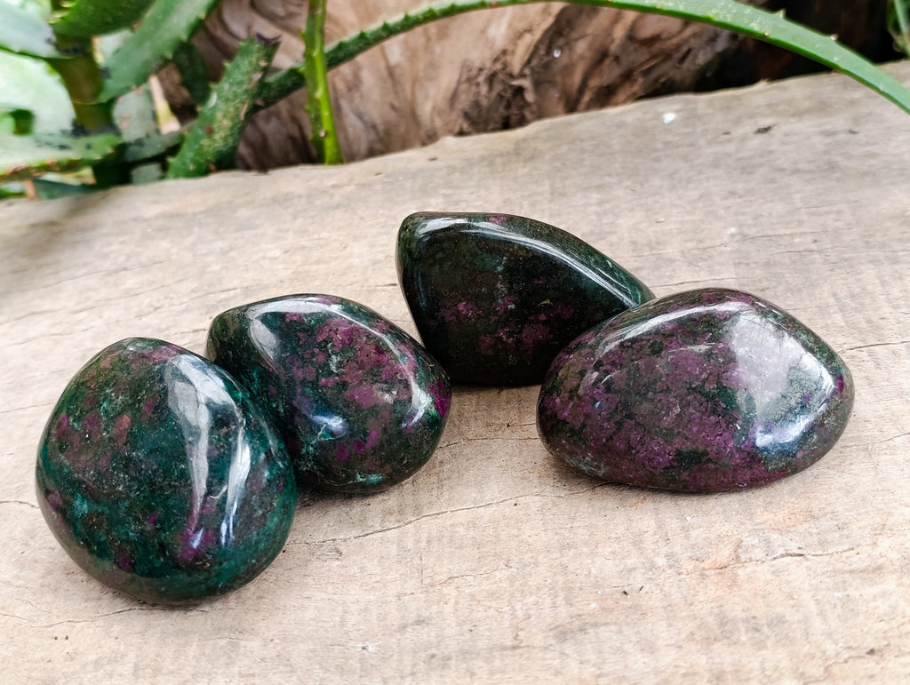 Polished Ruby Corundum In Chrome Verdite Free Forms x 4 From Zimbabwe - Toprock Gemstones and Minerals 