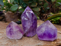 Polished Smokey Amethyst Window Quartz Crystals x 6 From Akansobe, Madagascar