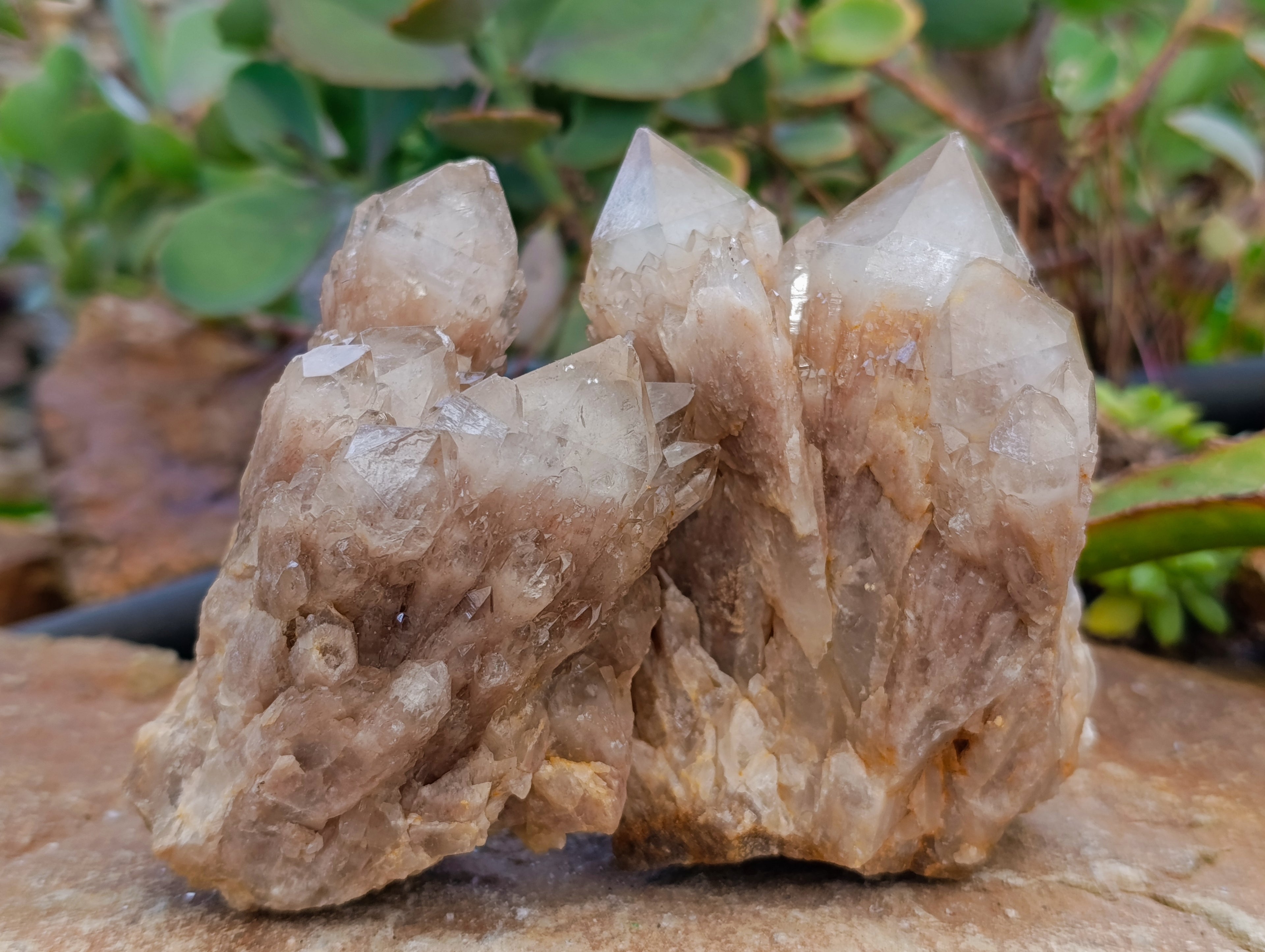 Natural Phantom Smokey Quartz Clusters x 4 From Luena, Congo - Toprock Gemstones and Minerals 