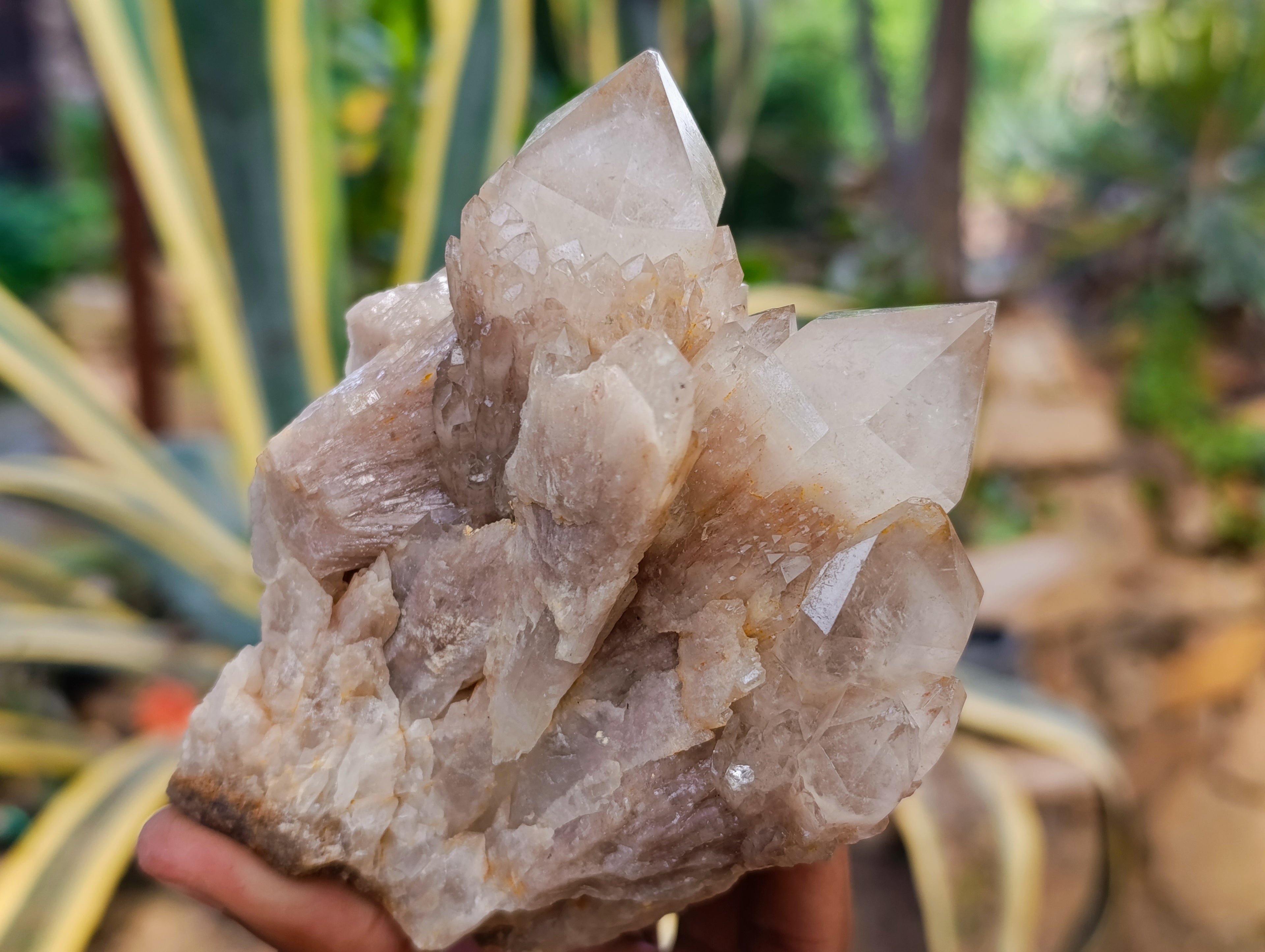 Natural Phantom Smokey Quartz Clusters x 4 From Luena, Congo - Toprock Gemstones and Minerals 